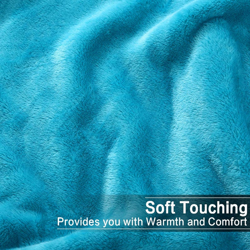 EASELAND Soft King Size Blanket Warm Fuzzy Microplush Lightweight Thermal Fleece Blankets for Couch Bed Sofa,90x108 Inch, Turquoise - Image 4